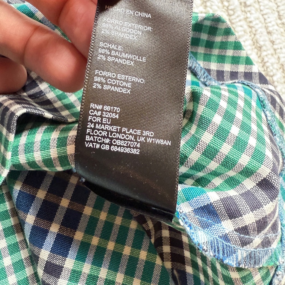Urban Outfitters Plaid Mini Dress Women's Small Green Blue Gingham Grunge 90s - Picture 10 of 12